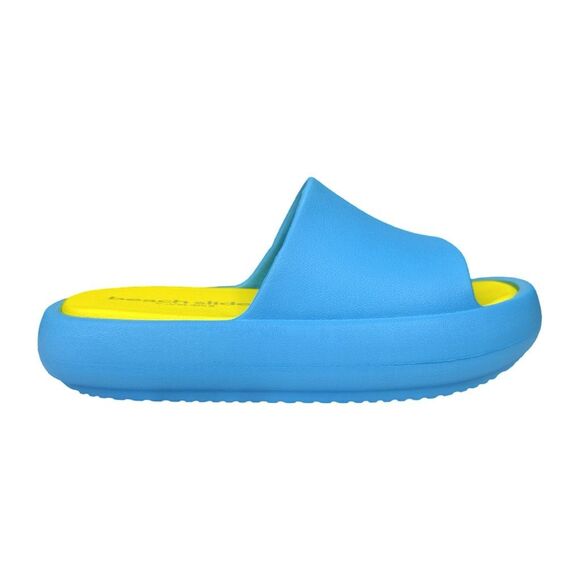 Beach Slides by J/Slides Squish Slides - Turquoise & Yellow - Size 8 - Picture 1 of 9